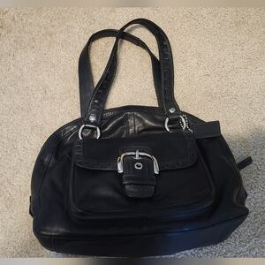 Coach Large Black Leather Dome Satchel